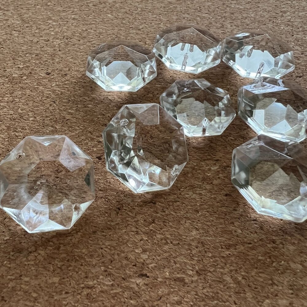 * Large Vintage Octagon Crystals/Prisms - set of 6 - $15
